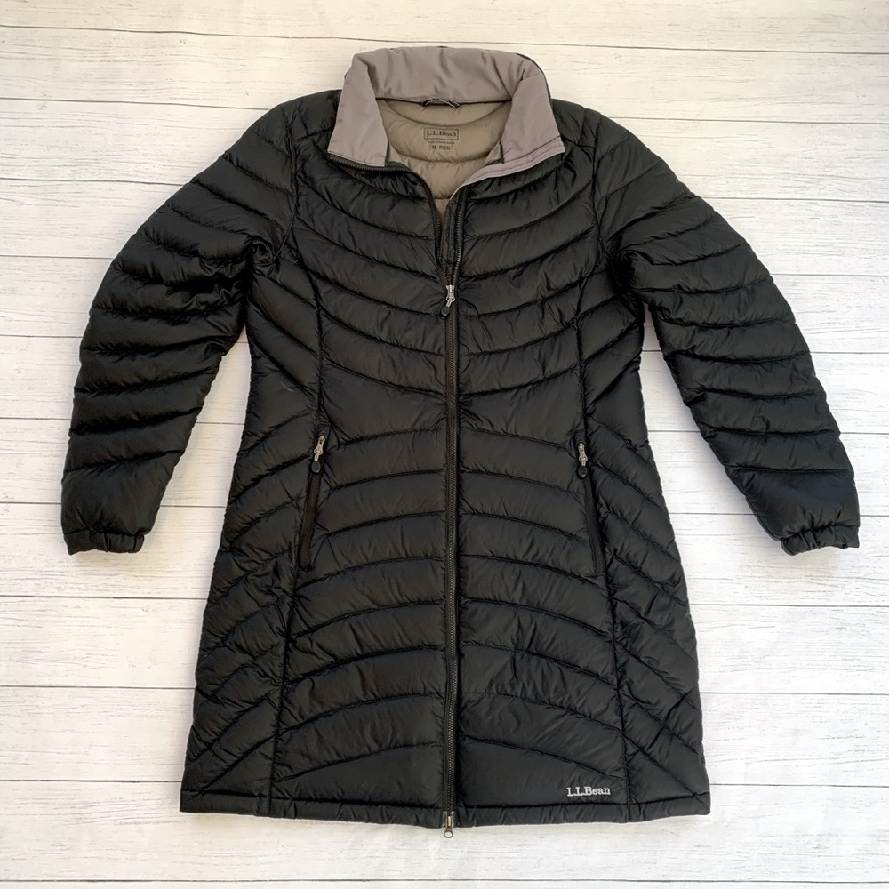L.L. Bean Women’s 850 Goose Down Long Puffer Coat Jacket Full Zip Black M